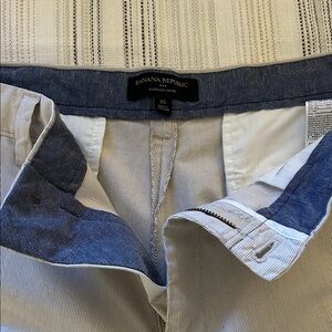 Banana Republic Khaki Chinos with Navy Waistband Accent